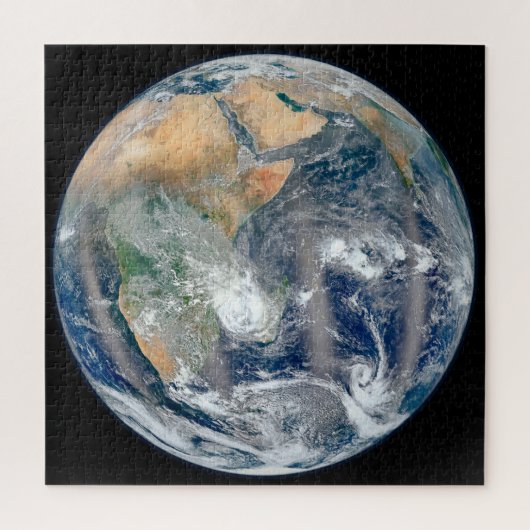 Volle aarde toont het oostelijk halfrond. legpuzzel (Verticaal)