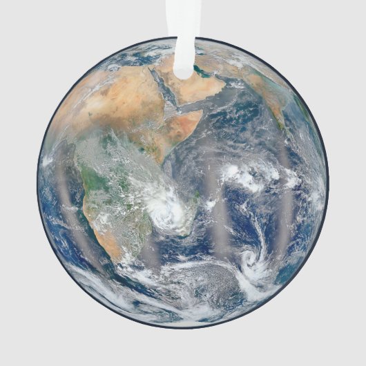 Volle aarde toont het oostelijk halfrond. ornament (achterkant)