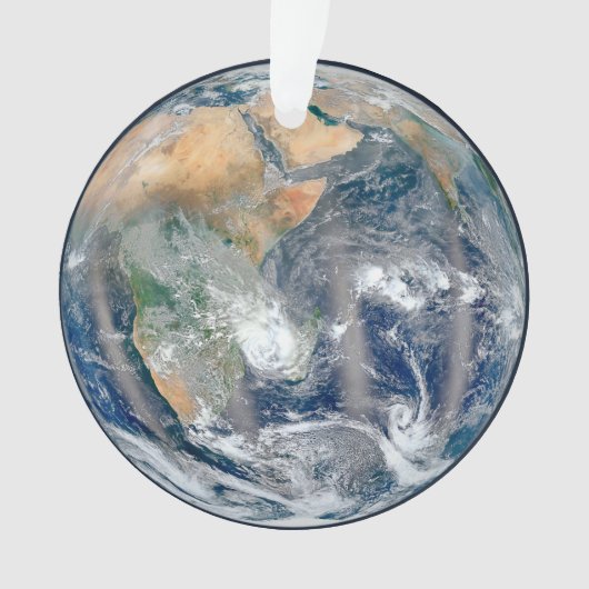 Volle aarde toont het oostelijk halfrond. ornament (voorkant)