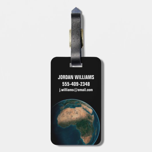 Volle aarde vanuit de ruimte boven het Afrikaanse  Bagagelabel (Achterkant verticaal)