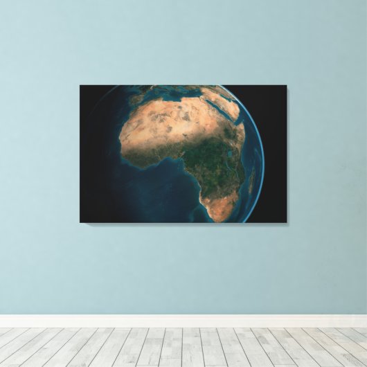 Volle aarde vanuit de ruimte boven het Afrikaanse  Canvas Afdruk (Insitu (Houten vloer))