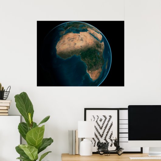 Volle aarde vanuit de ruimte boven het Afrikaanse Poster (Thuiskantoor)