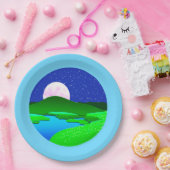 Volle beweging over groene heuvels papieren bordje (Feest)