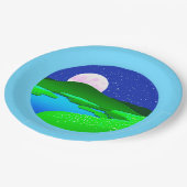 Volle beweging over groene heuvels papieren bordje (Gekanteld)