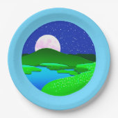 Volle beweging over groene heuvels papieren bordje (Voorkant)