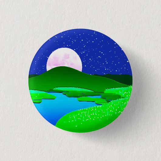Volle beweging over groene heuvels ronde button 3,2 cm (Voorkant)