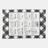 Volle jaarkalender - Black White Farmhouse Check Theedoek (Horizontaal)