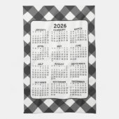 Volle jaarkalender - Black White Farmhouse Check Theedoek (Verticaal)