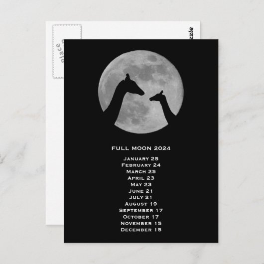 Volle Maan 2024 US Oostelijke Datum Briefkaart (Voorkant / Achterkant)
