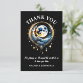 Volle maan 3D hemelse sterrennacht elegant Bedankkaart (Staand voorkant)