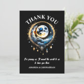 Volle maan 3D hemelse sterrennacht elegante DIY Bedankkaart (Staand voorkant)