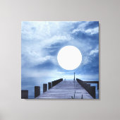 Volle maan aan het einde van de Ocean Pier Canvas Afdruk (Voorkant)