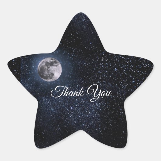 Volle Maan Astrologie Sterren Hemelsblauw Wit Ster Sticker (Voorkant)