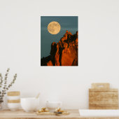 Volle Maan | Basaltkliffen Smith Rock State Park Poster (Keuken)