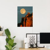 Volle Maan | Basaltkliffen Smith Rock State Park Poster (Thuiskantoor)