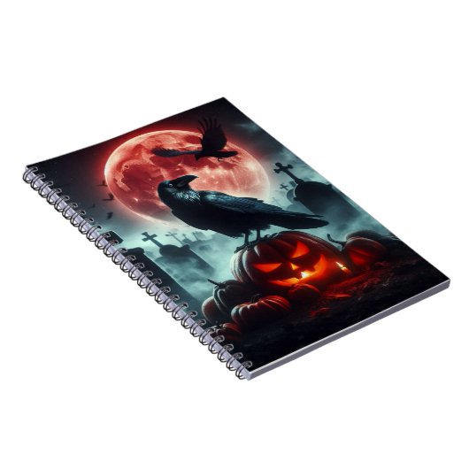 Volle maan, begraafplaats, kraai zittend op een po notitieboek (Rechterzijde)