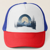 Volle Maan Berglandschap Sweatshirt Trucker Pet (Voorkant)