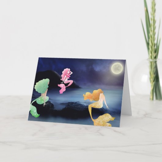 Volle maan bij de verjaardag van de Mermaid Lagoon Kaart (Voorkant)
