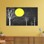 Volle Maan bij Nacht | Abstract schilderij 2 Canvas Afdruk (Insitu (Woonkamer))