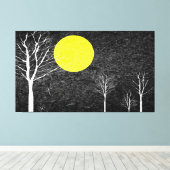 Volle Maan bij Nacht | Abstract schilderij 2 Canvas Afdruk (Insitu (Houten vloer))