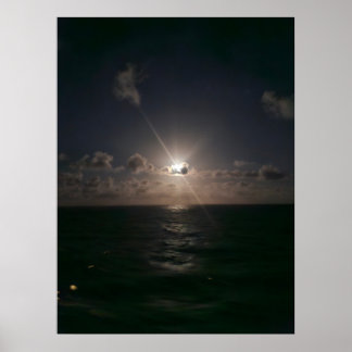 Volle maan bij zee poster