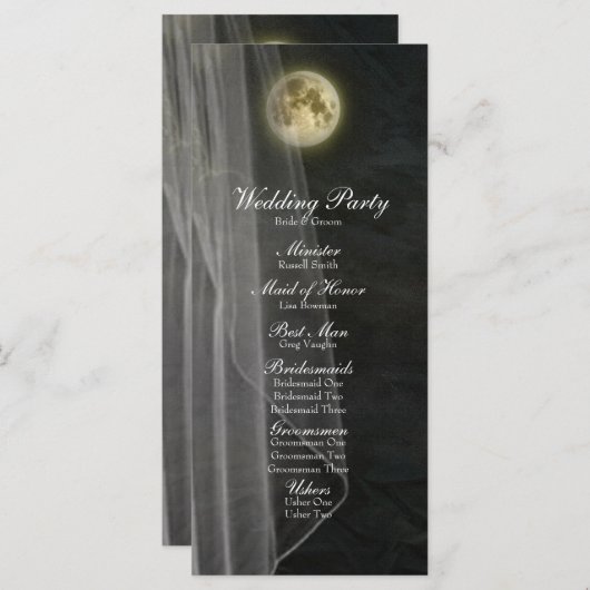 Volle Maan Black Night Veil Wedding Program Programmakaart (Voorkant / Achterkant)
