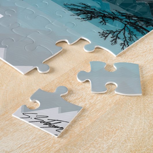 Volle Maan Blauwe Berg Puzzel door Sara Motolanez Legpuzzel (Zijkant)