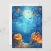 Volle Maan Blauwe Jack-o' Lantaarns Halloween Part Kaart (Achterkant)