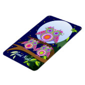 Volle maan, bloem-power Uilen met tekst Magnet Magneet (Linkerzijde)