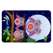 Volle maan, bloem-power Uilen met tekst Magnet Magneet (Horizontaal)