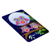 Volle maan, bloem-power Uilen met tekst Magnet Magneet (Rechterzijde)