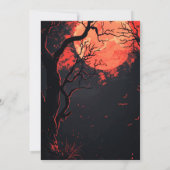 Volle maan bomen vleermuizen griezelig Halloween f Kaart (Achterkant)