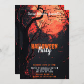 Volle maan bomen vleermuizen griezelig Halloween f Kaart (Voorkant / Achterkant)