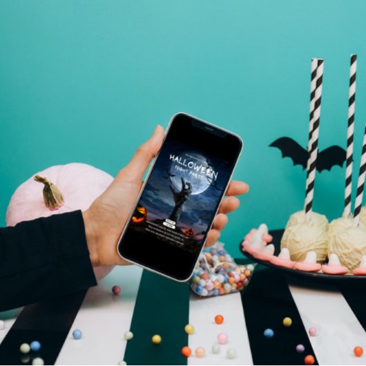 Volle Maan & Bony Hand Halloween Uitnodiging