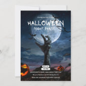 Volle Maan & Bony Hand Halloween Uitnodiging (Voorkant)