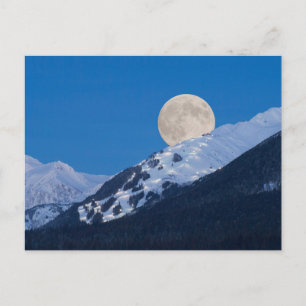 Volle maan boven Alyeska Ski Resort, Alaska Briefkaart