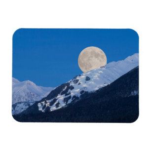 Volle maan boven Alyeska Ski Resort, Alaska Magneet