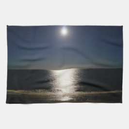 Volle maan boven de Atlantische Oceaan Theedoek