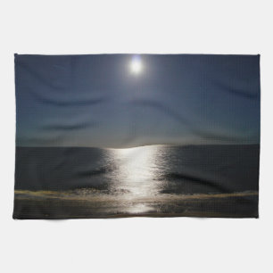 Volle maan boven de Atlantische Oceaan Theedoek