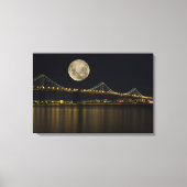 Volle maan boven de Bay Bridge Canvas Afdruk (Voorkant)