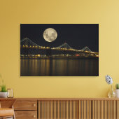 Volle maan boven de Bay Bridge Canvas Afdruk (Insitu (Woonkamer))