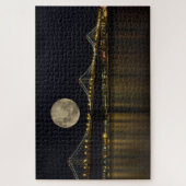 Volle maan boven de Bay Bridge Legpuzzel (Verticaal)