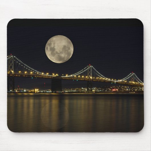 Volle maan boven de Bay Bridge Muismat (Voorkant)