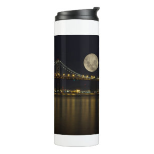 Volle maan boven de Bay Bridge Thermosbeker
