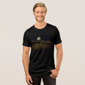 Volle maan boven de Bay Bridge Tri-Blend Shirt (Voorkant volledig)