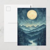 Volle maan boven het Schilderachtig berglandschap Briefkaart (Voorkant / Achterkant)