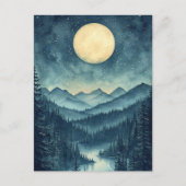 Volle maan boven het Schilderachtig berglandschap Briefkaart (Voorkant)