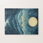 Volle maan boven het Schilderachtig berglandschap Legpuzzel (Horizontaal)