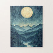 Volle maan boven het Schilderachtig berglandschap Legpuzzel (Verticaal)