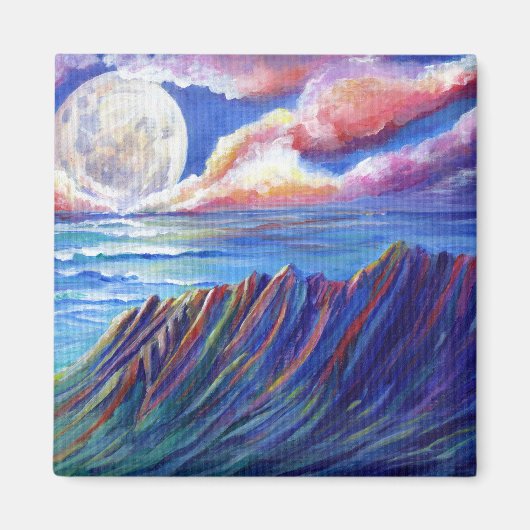 Volle maan boven Kauai Kalalau Valley Magneet (Voorkant)